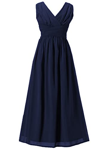 HAPPY ROSE Juniorbrautjungfernkleid Abschlussball-Partykleid Kleid für Mädchen Langes Marine Blau 16_Jahre von HAPPY ROSE