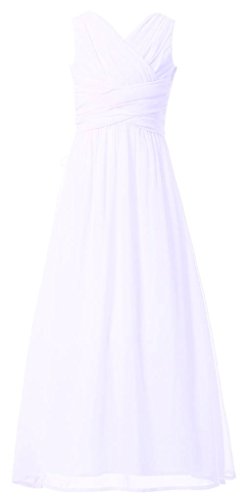 HAPPY ROSE Juniorbrautjungfernkleid Abschlussball-Partykleid Kleid für Mädchen Langes Weiß 14_Jahre von HAPPY ROSE