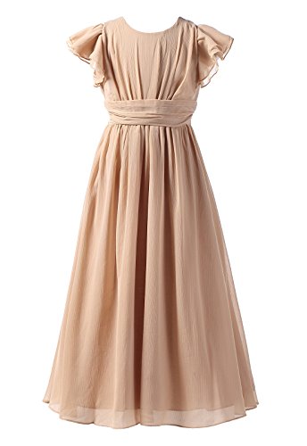 HAPPY ROSE Juniorbrautjungfernkleid Abschlussball-Partykleid Langes Kleid für Mädchen Champagne 12_Jahre von HAPPY ROSE