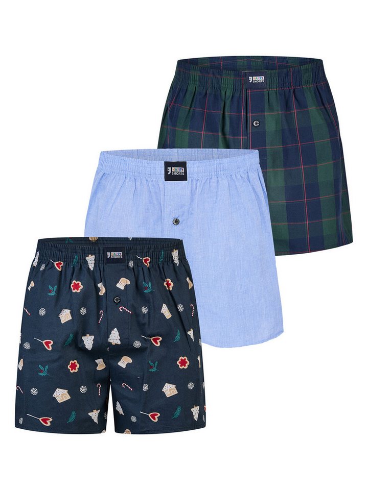 HAPPY SHORTS Boxer Christmas (3-St) Boxershorts, Unterhose, Boxerbriefs von HAPPY SHORTS
