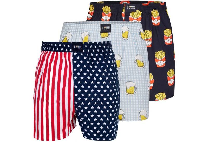 HAPPY SHORTS Boxershorts 3er Pack HAPPY SHORTS Boxershorts Webboxer Boxer Sets zur Auswahl (1-St) von HAPPY SHORTS