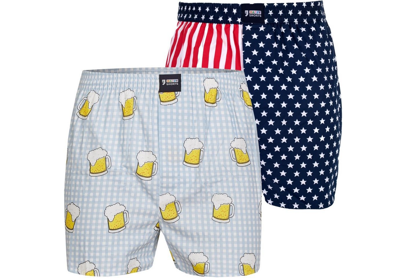 HAPPY SHORTS Boxershorts HAPPY SHORTS Boxershorts Webboxer Boxer Sets zur Auswahl Farbwahl (2-St) von HAPPY SHORTS