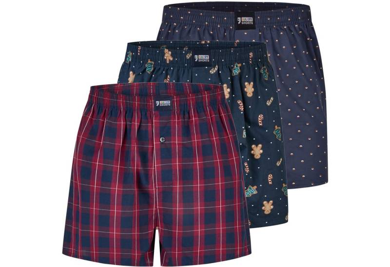 HAPPY SHORTS Boxershorts HAPPY SHORTS Herren Weihnachts-Webboxer – 3er Pack Boxershorts (1-St) von HAPPY SHORTS