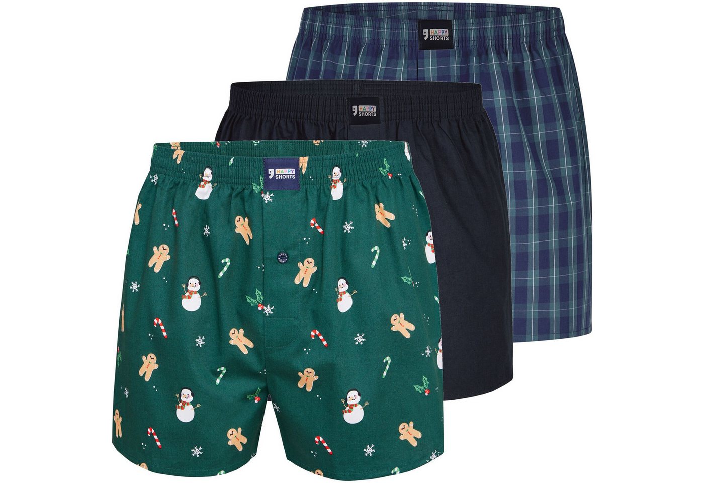 HAPPY SHORTS Boxershorts HAPPY SHORTS Herren Weihnachts-Webboxer – 3er Pack Boxershorts (1-St) von HAPPY SHORTS