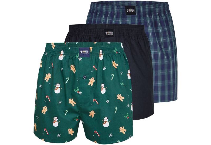 HAPPY SHORTS Boxershorts HAPPY SHORTS Herren Weihnachts-Webboxer – 3er Pack Boxershorts (1-St) von HAPPY SHORTS