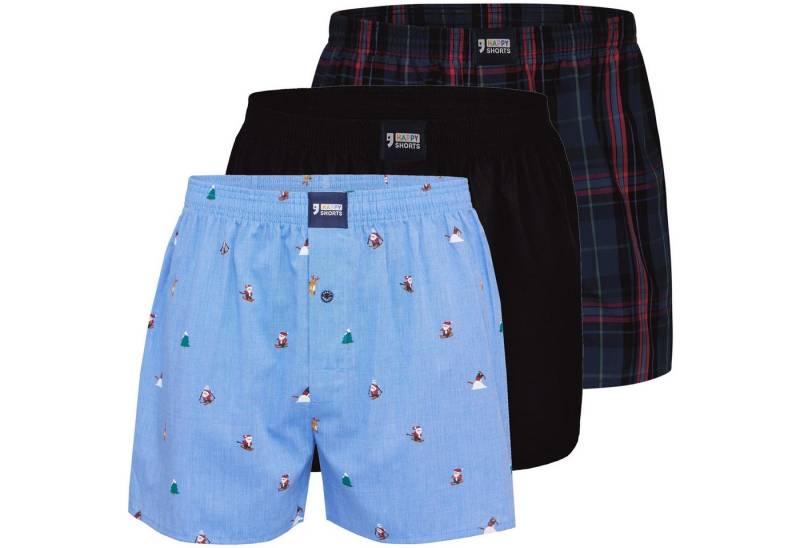 HAPPY SHORTS Boxershorts HAPPY SHORTS Herren Weihnachts-Webboxer – 3er Pack Boxershorts (1-St) von HAPPY SHORTS