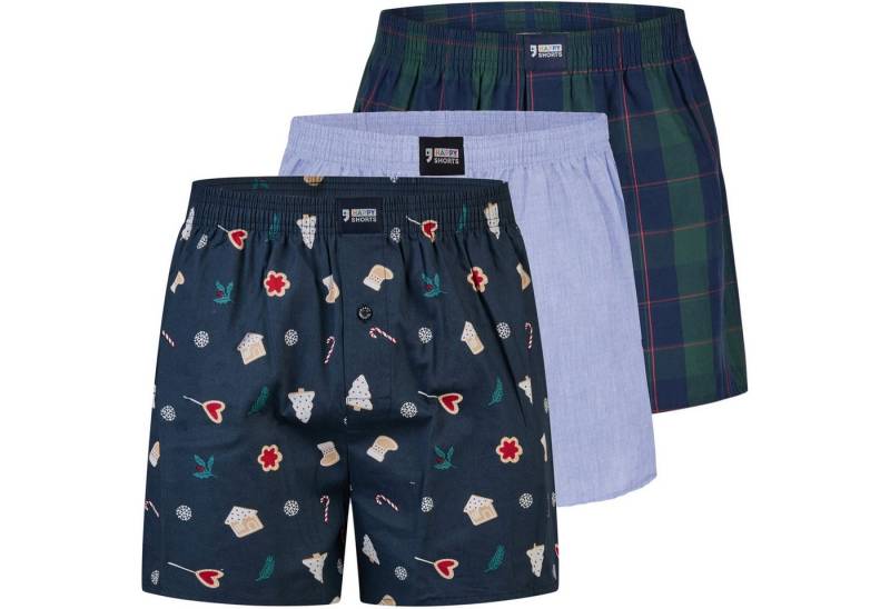 HAPPY SHORTS Boxershorts HAPPY SHORTS Herren Weihnachts-Webboxer – 3er Pack Boxershorts (1-St) von HAPPY SHORTS