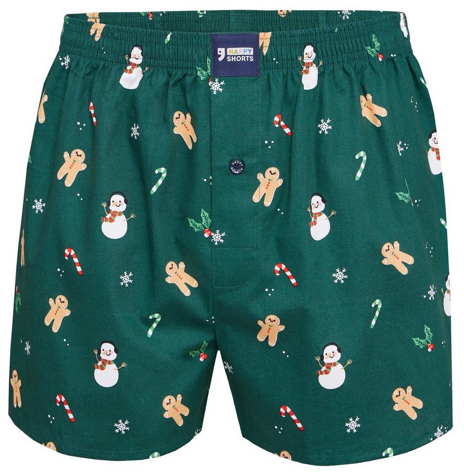 HAPPY SHORTS Boxershorts Happy Shorts Boxershorts Webboxer Weihnachten Schneemann Lebkuchenmann (1-St) von HAPPY SHORTS