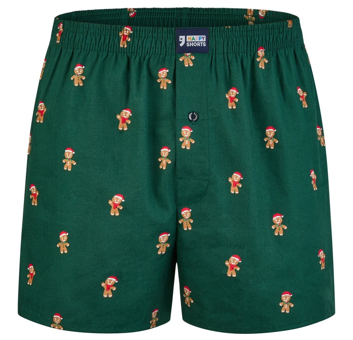 HAPPY SHORTS Boxershorts Happy Shorts Herren american Boxershorts Lebkuchenmann Grün "NEW FIT" (1-St) von HAPPY SHORTS