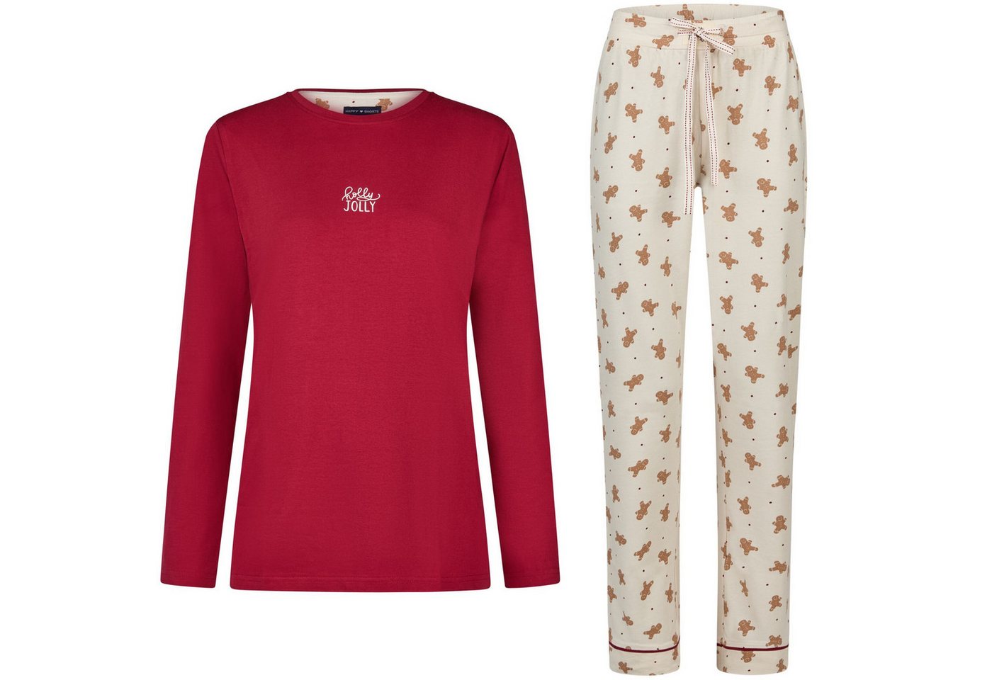 HAPPY SHORTS Pyjama Happy Shorts Damen Flanell Pyjama Schlafanzug Homewear XMAS Bordeaux von HAPPY SHORTS