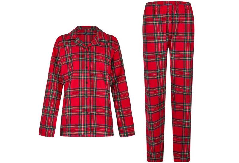 HAPPY SHORTS Pyjama Happy Shorts Damen Flanell Pyjama Schlafanzug Homewear XMAS Rot von HAPPY SHORTS