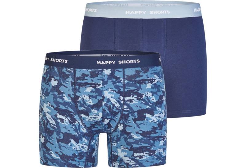HAPPY SHORTS Trunk 2 Happy Shorts Jersey Trunk Herren Boxershorts Pant Camouflage - Navy (1-St) von HAPPY SHORTS