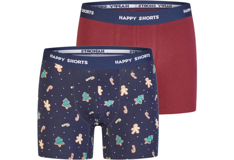 HAPPY SHORTS Trunk 2 Happy Shorts Jersey Trunk Herren Boxershorts Pant Cookies Blau Rot (1-St) von HAPPY SHORTS