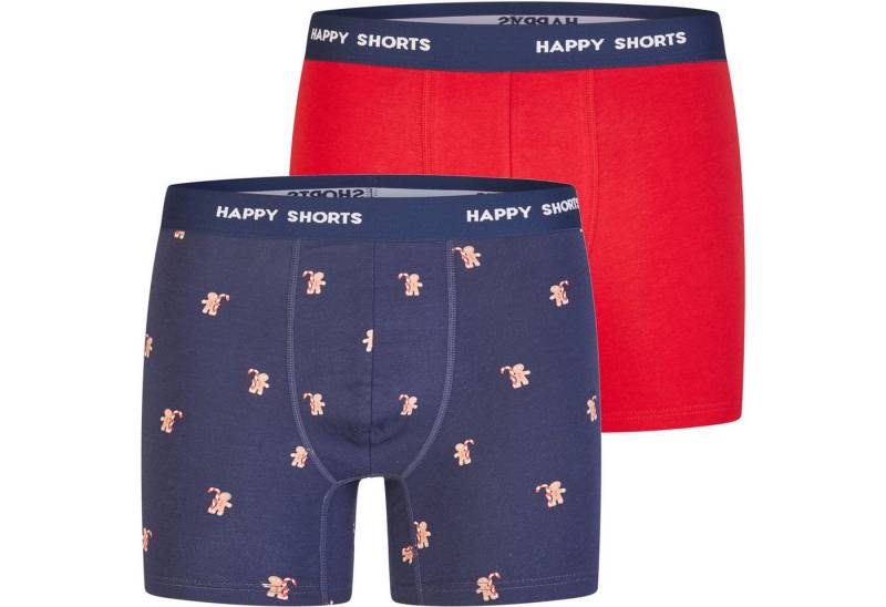 HAPPY SHORTS Trunk 2 Happy Shorts Jersey Trunk Herren Boxershorts Pant Lebkuchenmann Rot (1-St) von HAPPY SHORTS
