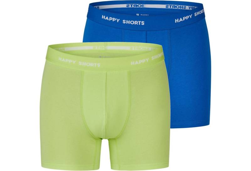 HAPPY SHORTS Trunk 2 Happy Shorts Jersey Trunk Herren Boxershorts Pant Neon Lime Blau (1-St) von HAPPY SHORTS