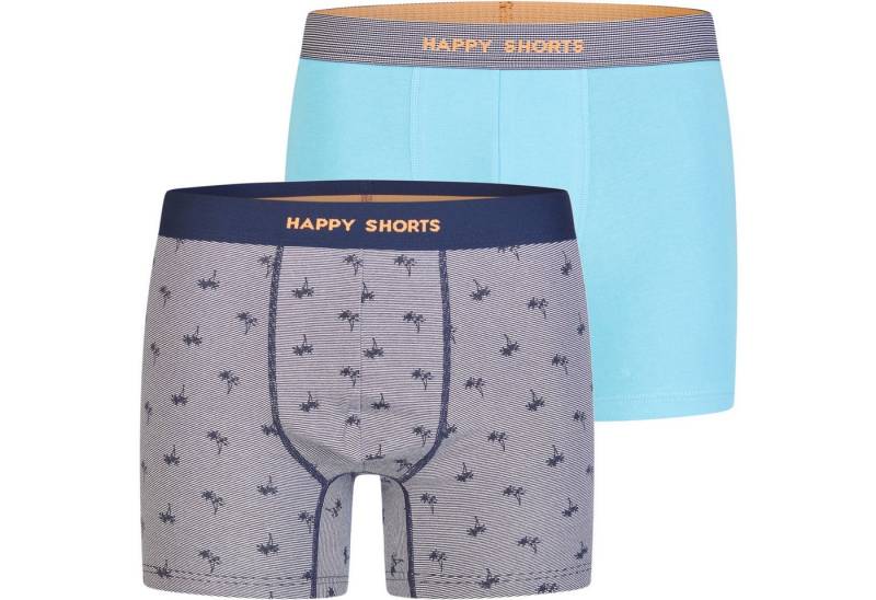 HAPPY SHORTS Trunk 2 Happy Shorts Jersey Trunk Herren Boxershorts Pant Palme - Blau (1-St) von HAPPY SHORTS