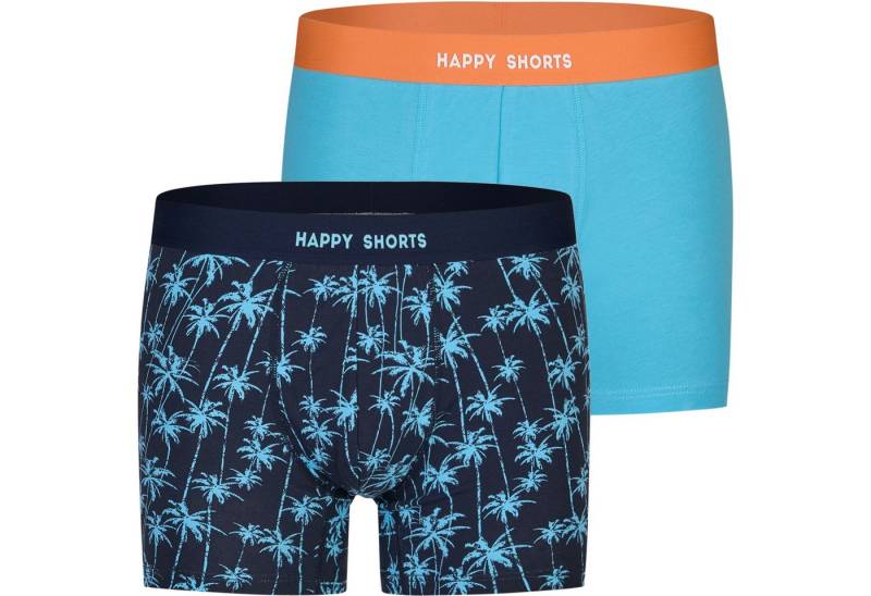 HAPPY SHORTS Trunk 2 Happy Shorts Jersey Trunk Herren Boxershorts Pant Palme Hellblau (1-St) von HAPPY SHORTS