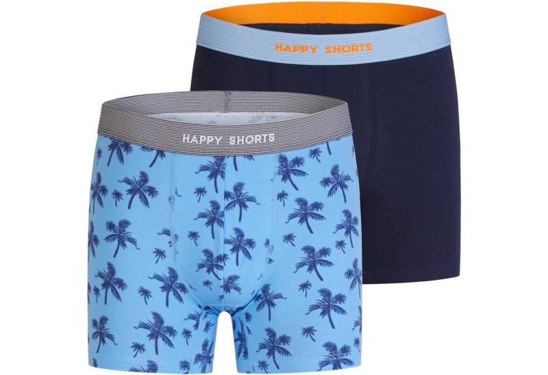 HAPPY SHORTS Trunk 2 Happy Shorts Jersey Trunk Herren Boxershorts Pant Palme Navy (1-St) von HAPPY SHORTS