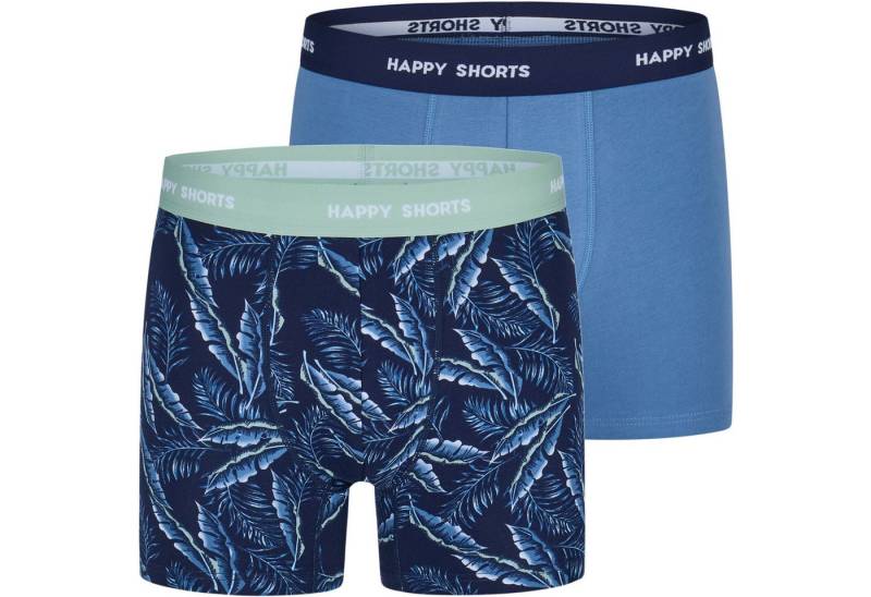 HAPPY SHORTS Trunk 2 Happy Shorts Jersey Trunk Herren Boxershorts Pant Palmen Blau Grau (1-St) von HAPPY SHORTS