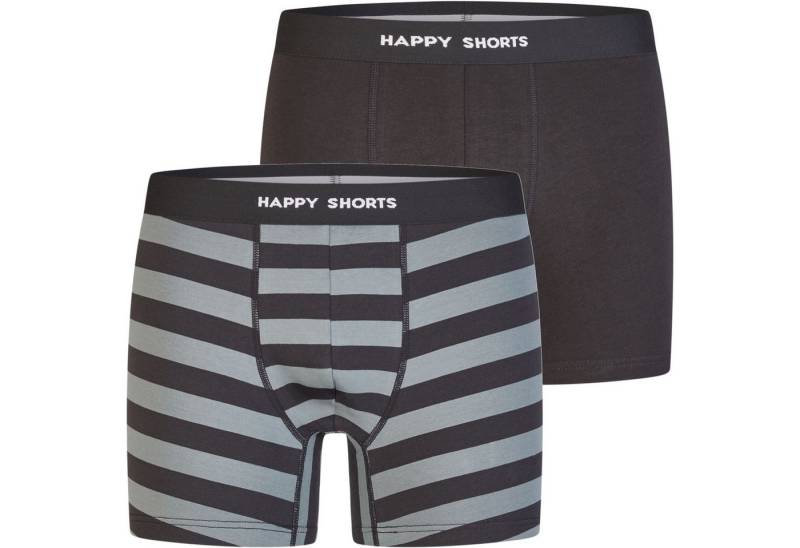 HAPPY SHORTS Trunk 2 Happy Shorts Jersey Trunk Herren Boxershorts Pant Streifen - Schwarz (1-St) von HAPPY SHORTS