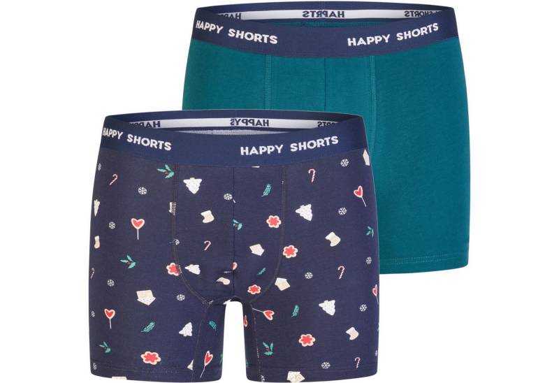 HAPPY SHORTS Trunk 2 Happy Shorts Jersey Trunk Herren Boxershorts Pant Weihnachtsprint (1-St) von HAPPY SHORTS
