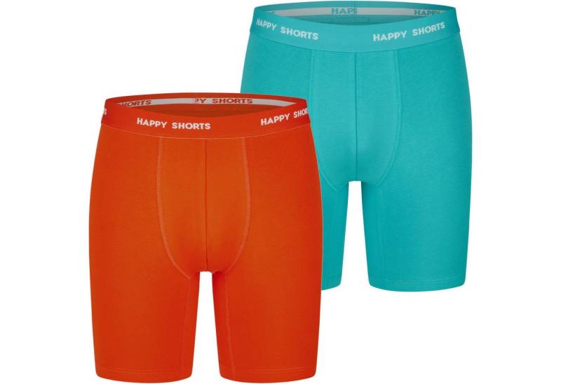 HAPPY SHORTS Trunk 2 Happy Shorts Jersey Trunk Lang Herren Boxershort Neon Grün Orange (1-St) von HAPPY SHORTS