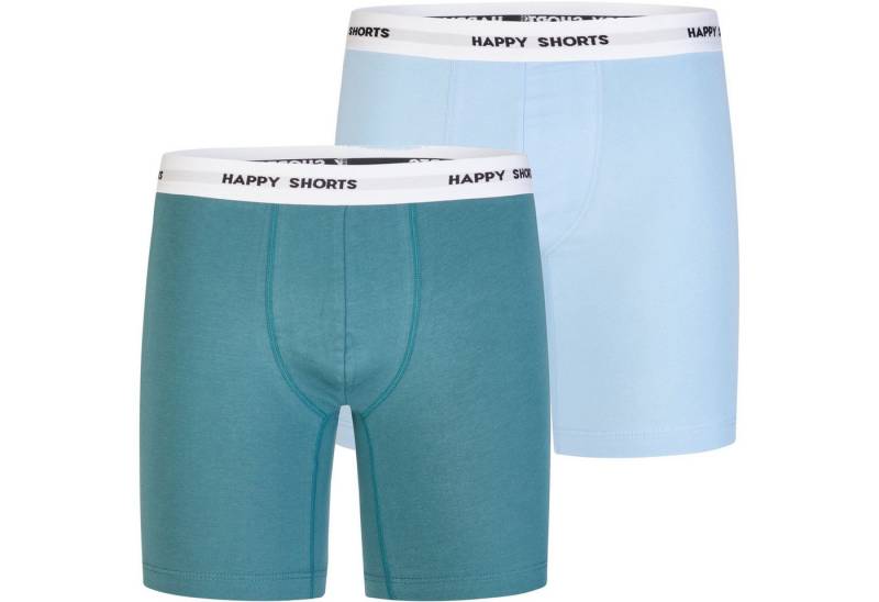 HAPPY SHORTS Trunk 2 Happy Shorts Jersey Trunk Lang Herren Boxershort Pant Grün - Blau (1-St) von HAPPY SHORTS