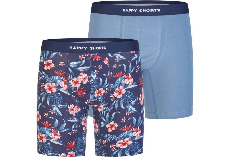 HAPPY SHORTS Trunk 2 Happy Shorts Jersey Trunk Lang Herren Boxershort Pant Hawaii - Blau (1-St) von HAPPY SHORTS