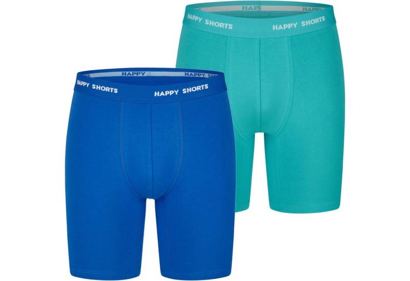 HAPPY SHORTS Trunk 2 Happy Shorts Jersey Trunk Lang Herren Boxershort Pant Neon Grün Blau (1-St) von HAPPY SHORTS