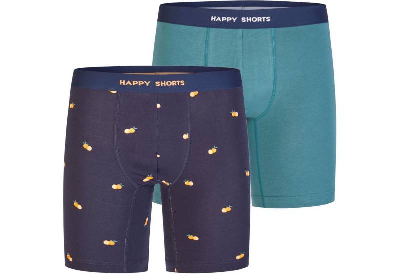 HAPPY SHORTS Trunk 2 Happy Shorts Jersey Trunk Lang Herren Boxershort Pant Orange - Grün (1-St) von HAPPY SHORTS
