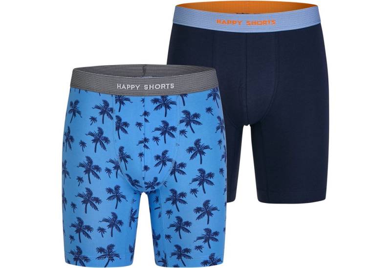 HAPPY SHORTS Trunk 2 Happy Shorts Jersey Trunk Lang Herren Boxershort Pant Palme Navy (1-St) von HAPPY SHORTS