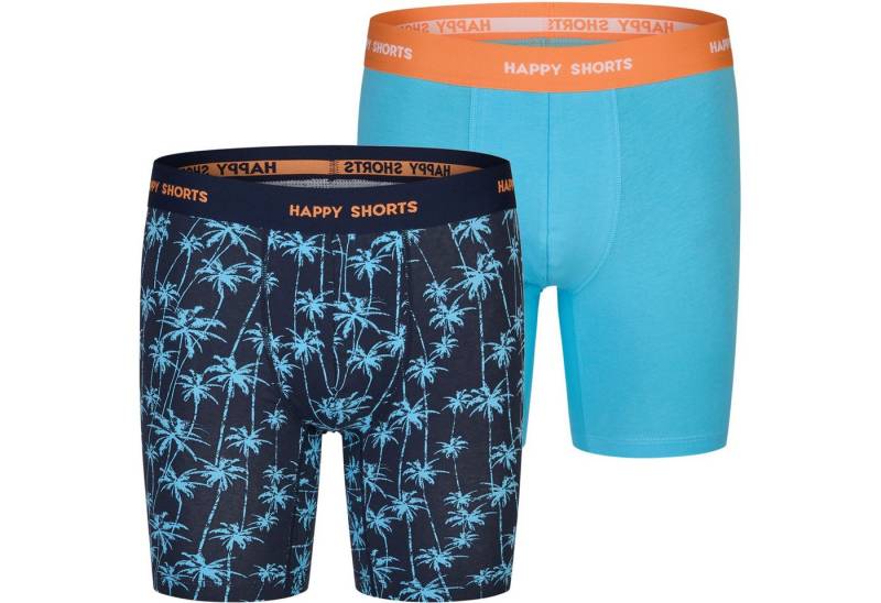 HAPPY SHORTS Trunk 2 Happy Shorts Jersey Trunk Lang Herren Boxershort Pant Palmen Blau (1-St) von HAPPY SHORTS