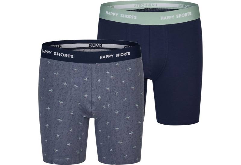 HAPPY SHORTS Trunk 2 Happy Shorts Jersey Trunk Lang Herren Boxershort Pant Palmen Grau (1-St) von HAPPY SHORTS