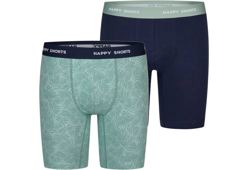 HAPPY SHORTS Trunk 2 Happy Shorts Jersey Trunk Lang Herren Boxershort Pant Palmenblätter (1-St) von HAPPY SHORTS