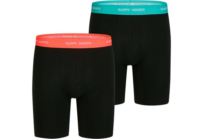 HAPPY SHORTS Trunk 2 Happy Shorts Jersey Trunk Lang Herren Boxershort Schwarz Neon WB (1-St) von HAPPY SHORTS
