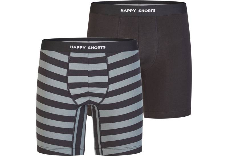 HAPPY SHORTS Trunk 2 Happy Shorts Jersey Trunk Lang Herren Boxershort Streifen - Schwarz (1-St) von HAPPY SHORTS