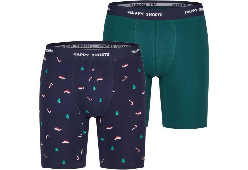 HAPPY SHORTS Trunk 2 Happy Shorts Jersey Trunk Lang Herren Boxershorts Weihnachtsmotive (1-St) von HAPPY SHORTS