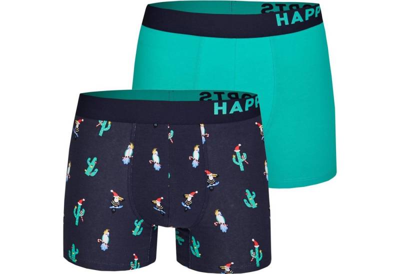 HAPPY SHORTS Trunk 2 Happy Shorts Pants Jersey Trunk Herren Boxershorts Boxer Motiv Christman Tucan Weihnachten Zuckerstange (1-St) von HAPPY SHORTS
