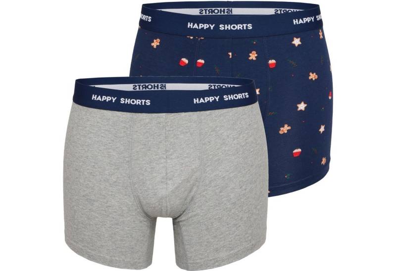 HAPPY SHORTS Trunk 2er Pack HAPPY SHORTS Jersey Boxershorts Pant Weihnachten Cookies (1-St) von HAPPY SHORTS