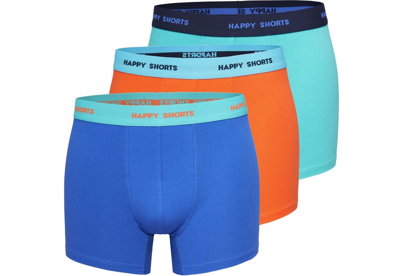 HAPPY SHORTS Trunk 3er Pack Happy Shorts Boxershort Pant Jersey marine Blau Orange Türkis (1-St) von HAPPY SHORTS