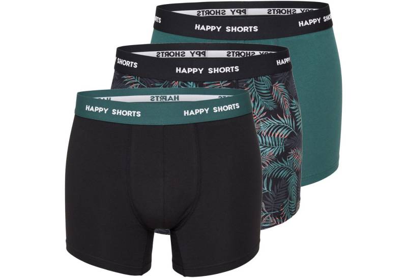 HAPPY SHORTS Trunk 3er Pack Happy Shorts Boxershorts Pants Boxer Blätter Grün (1-St) von HAPPY SHORTS
