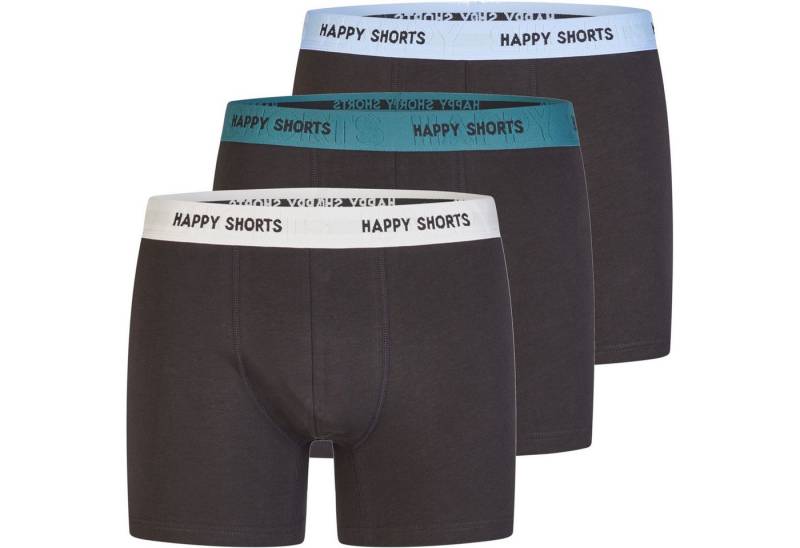 HAPPY SHORTS Trunk 3er Pack Happy Shorts Jersey Boxershorts Pants Boxer Schwarz (1-St) von HAPPY SHORTS