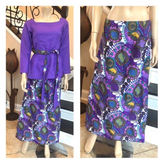 Süßes Vintage 60S/70S Lila Handgemachter Rock, Top Und Schal Set/Medium Süßes Vintage 60S/70S Lila Handgemachter Rock, Top Und Schal Set/Medium von HAPPYClothesdesigns