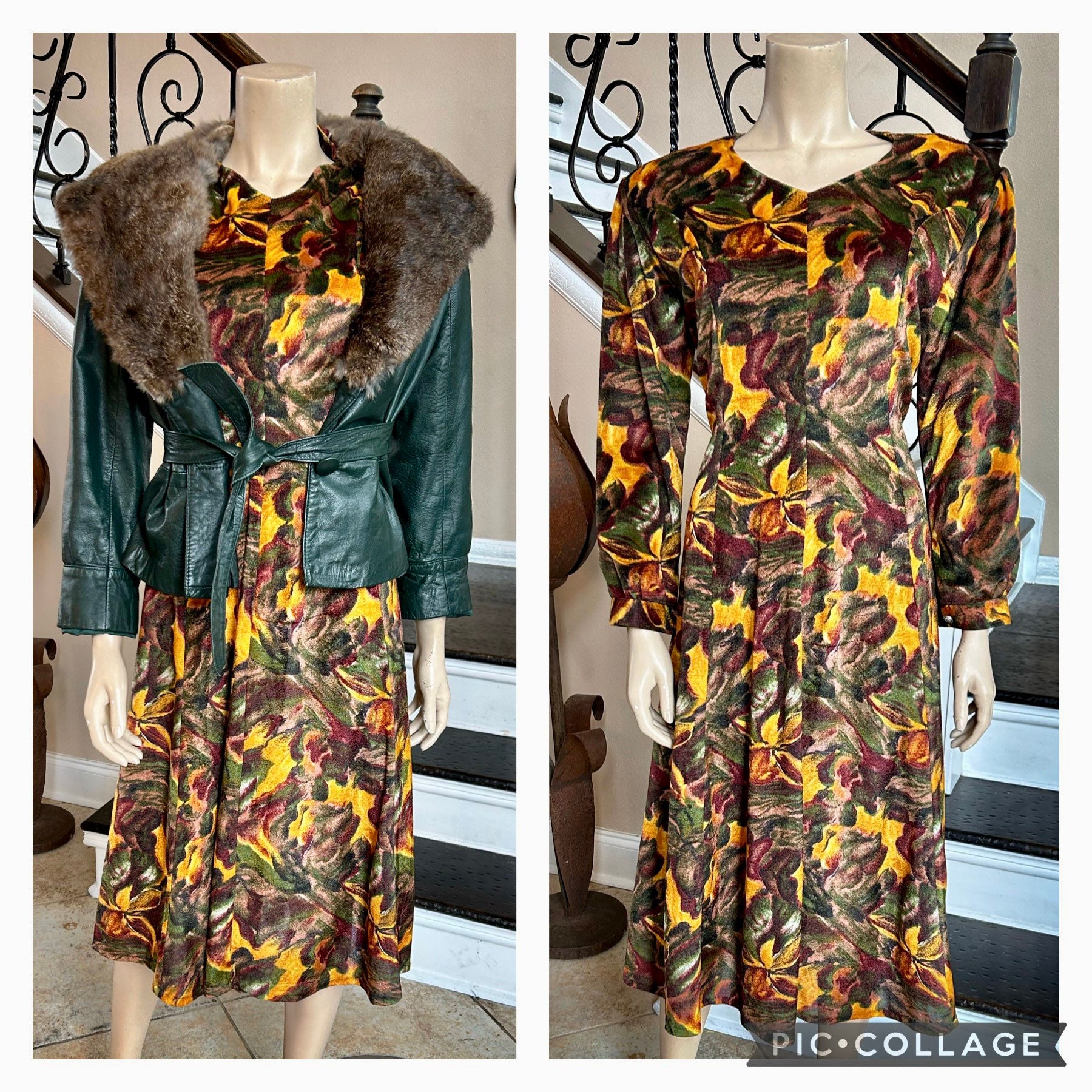 Süßes Vintage 80Er Jahre Braun Und Gold Geblümtes Kleid/Medium Large Süßes Vintage 80Er Jahre Braun Und Gold Geblümtes Kleid/Medium Large von HAPPYClothesdesigns