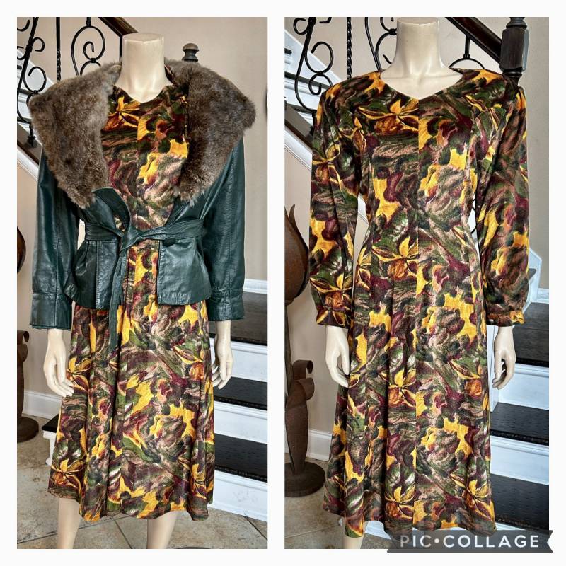 Süßes Vintage 80Er Jahre Braun Und Gold Geblümtes Kleid/Medium Large Süßes Vintage 80Er Jahre Braun Und Gold Geblümtes Kleid/Medium Large von HAPPYClothesdesigns
