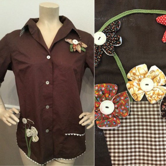 Vintage 70Er Jahre Little House Creations Blumentopf/Vichykaro Groß von HAPPYClothesdesigns