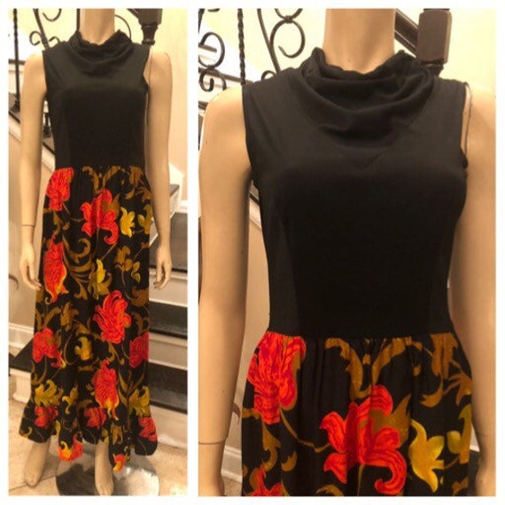 Wunderschönes Vintage 70Er Ärmelloses Blumenkleid Von Julie Miller Aus Kalifornien/Small von HAPPYClothesdesigns