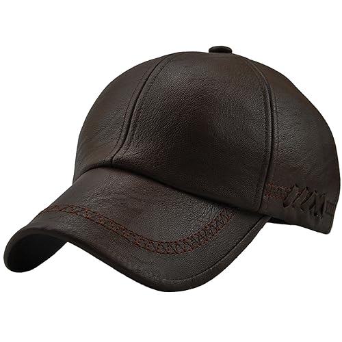 HAPPYPOP Baseballmütze Basecap Baseballcap Mützen PU Leder Winter Caps Kappe Herren Einstellbare Retro Baseball Hut Freizeit Cap modischste Vintage Golf Sport Outdoor von HAPPYPOP