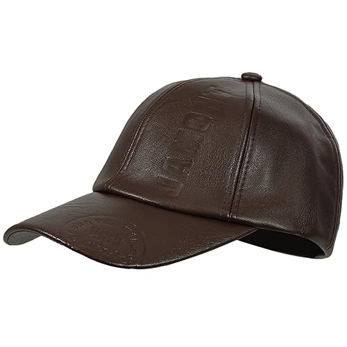 HAPPYPOP Baseballmütze Basecap Baseballcap Mützen PU Leder Winter Caps Kappe Herren Einstellbare Retro Baseball Hut Freizeit Cap modischste Vintage Golf Sport Outdoor von HAPPYPOP
