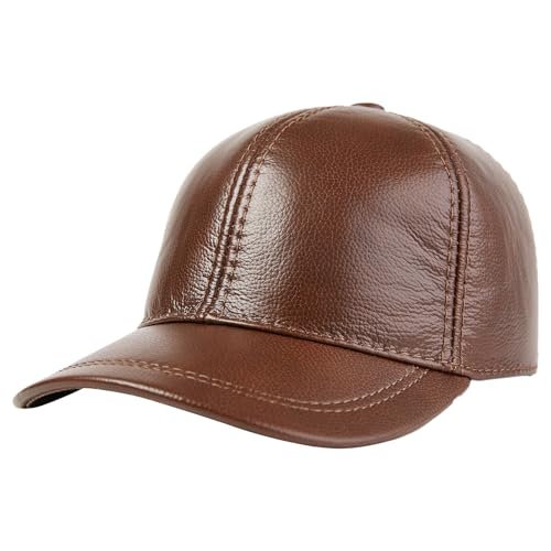 HAPPYPOP Leder Baseballmütze Basecap Baseballcap Mützen Winter Caps Kappe Herren Einstellbare Retro Baseball Hut Freizeit Cap modischste Vintage Golf Sport Outdoor von HAPPYPOP